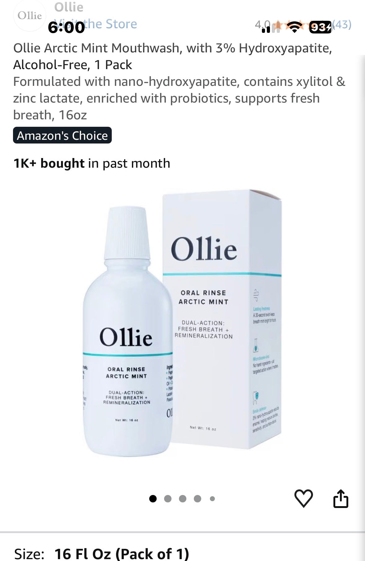 Ollie arctic mint mouthwash